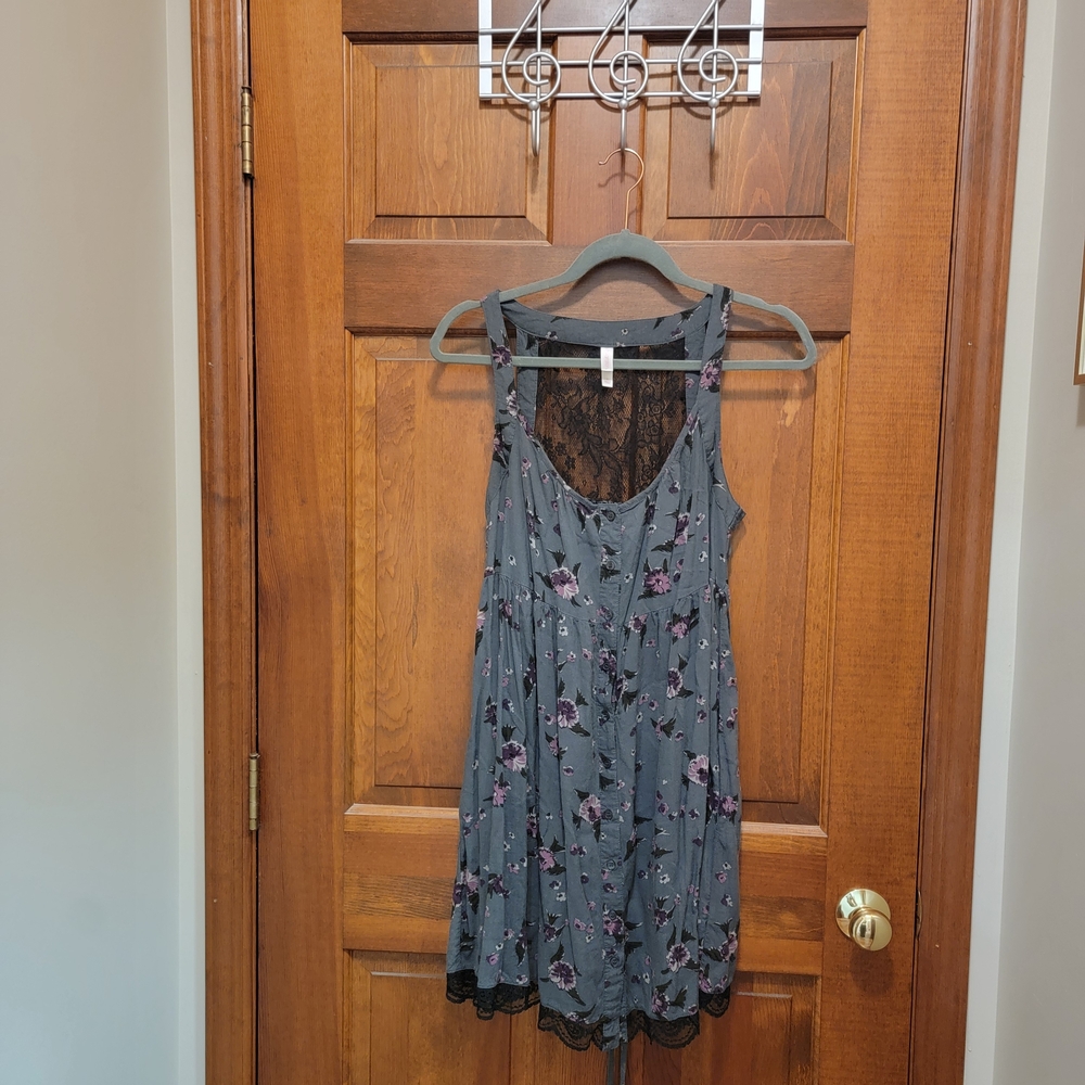 Floral Lace Trim Sleeveless Dress